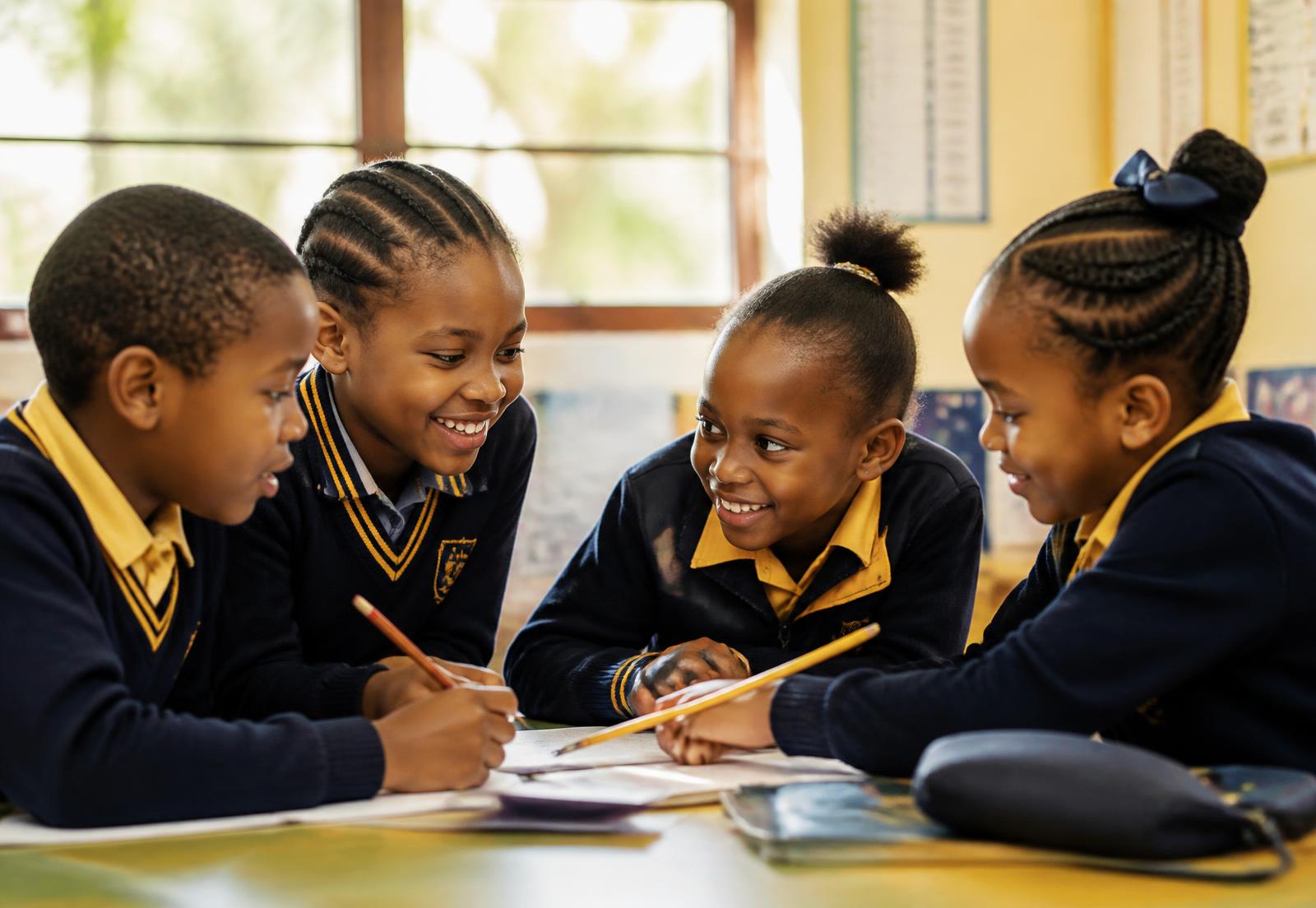 Learners working together in a classroom at Millbrook International School in Embu, Kenya