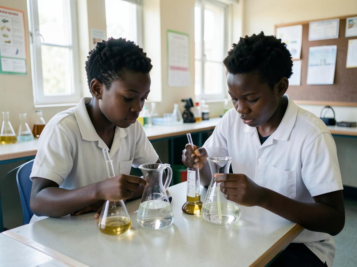 Students carrying out a science investigation at Millbrook International School in Embu